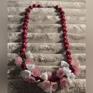 MIRIAM HASKELL FLORAL GLASS NECKLACE